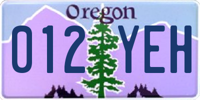 OR license plate 012YEH