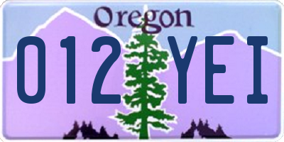 OR license plate 012YEI