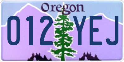 OR license plate 012YEJ