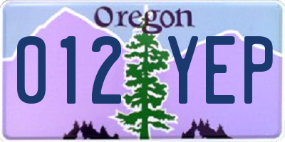 OR license plate 012YEP