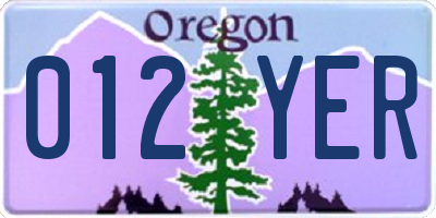 OR license plate 012YER