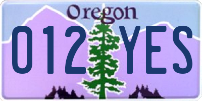 OR license plate 012YES