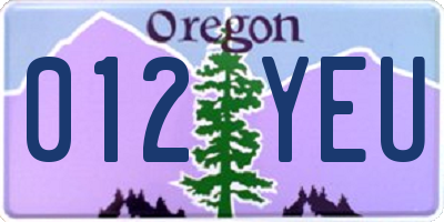 OR license plate 012YEU