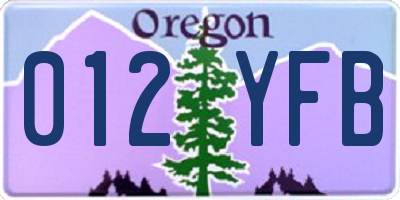 OR license plate 012YFB