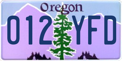 OR license plate 012YFD