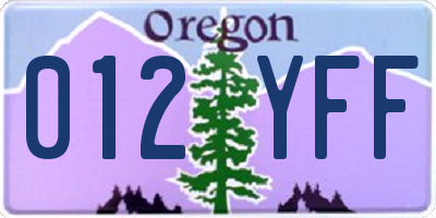 OR license plate 012YFF