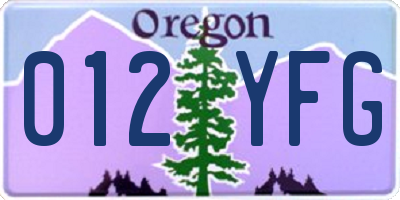 OR license plate 012YFG