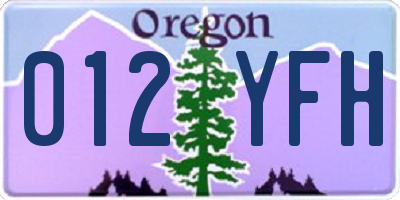OR license plate 012YFH