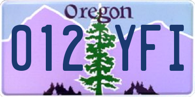 OR license plate 012YFI