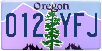 OR license plate 012YFJ