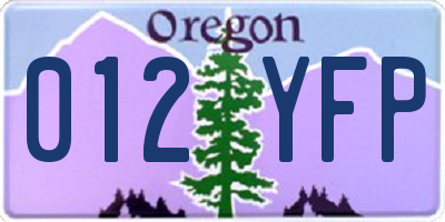 OR license plate 012YFP