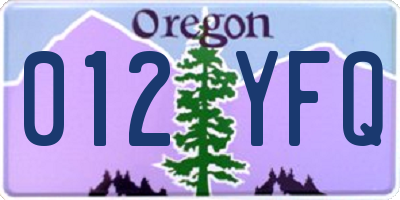 OR license plate 012YFQ