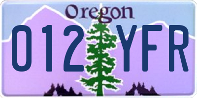 OR license plate 012YFR