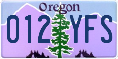 OR license plate 012YFS