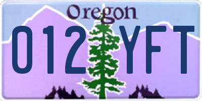 OR license plate 012YFT