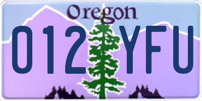 OR license plate 012YFU