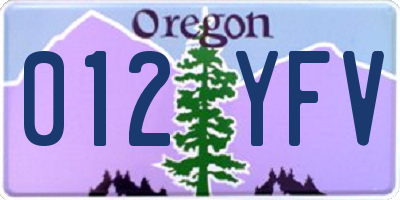 OR license plate 012YFV