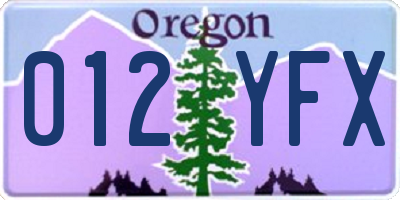 OR license plate 012YFX