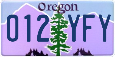 OR license plate 012YFY
