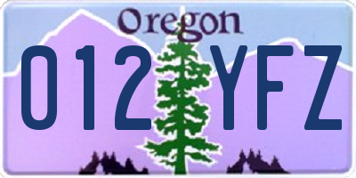 OR license plate 012YFZ