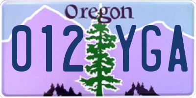 OR license plate 012YGA