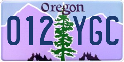 OR license plate 012YGC