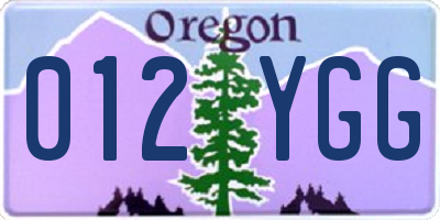 OR license plate 012YGG