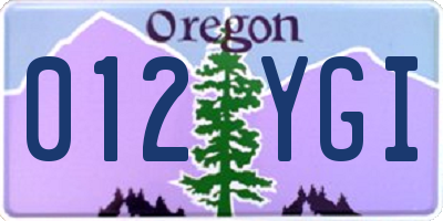 OR license plate 012YGI