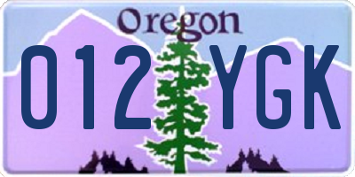 OR license plate 012YGK