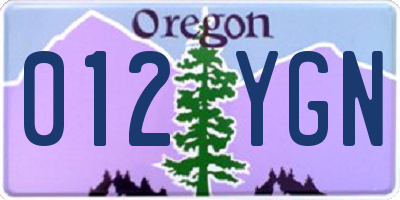 OR license plate 012YGN