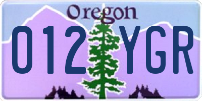 OR license plate 012YGR