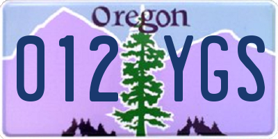 OR license plate 012YGS