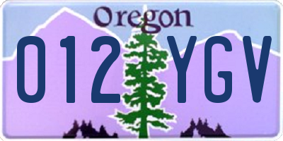 OR license plate 012YGV
