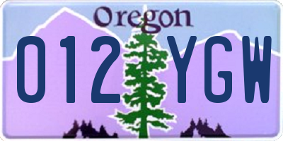 OR license plate 012YGW