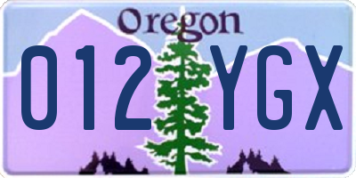 OR license plate 012YGX