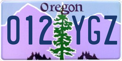 OR license plate 012YGZ