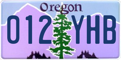 OR license plate 012YHB