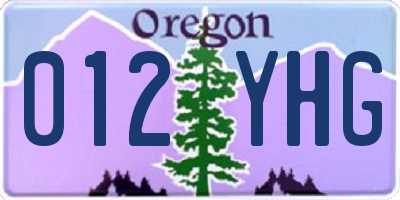 OR license plate 012YHG