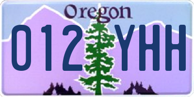 OR license plate 012YHH