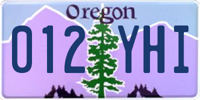 OR license plate 012YHI