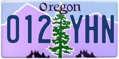 OR license plate 012YHN