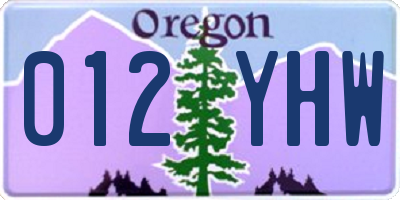 OR license plate 012YHW