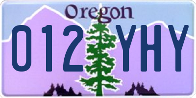 OR license plate 012YHY