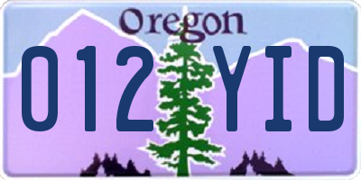 OR license plate 012YID