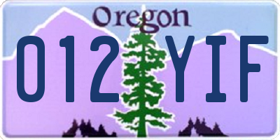 OR license plate 012YIF