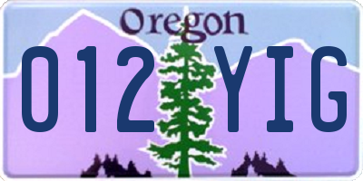 OR license plate 012YIG