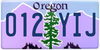 OR license plate 012YIJ