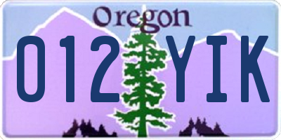 OR license plate 012YIK