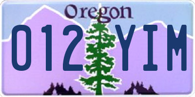 OR license plate 012YIM