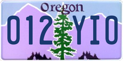 OR license plate 012YIO